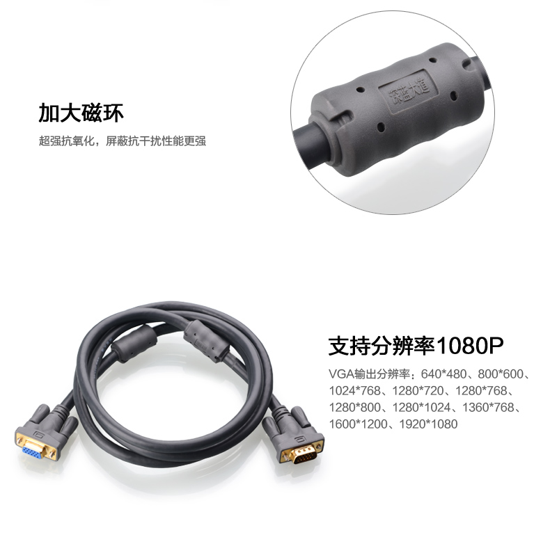 时尚镀金接口VGA高清线