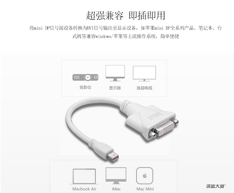 超强兼容MINI DP转接线