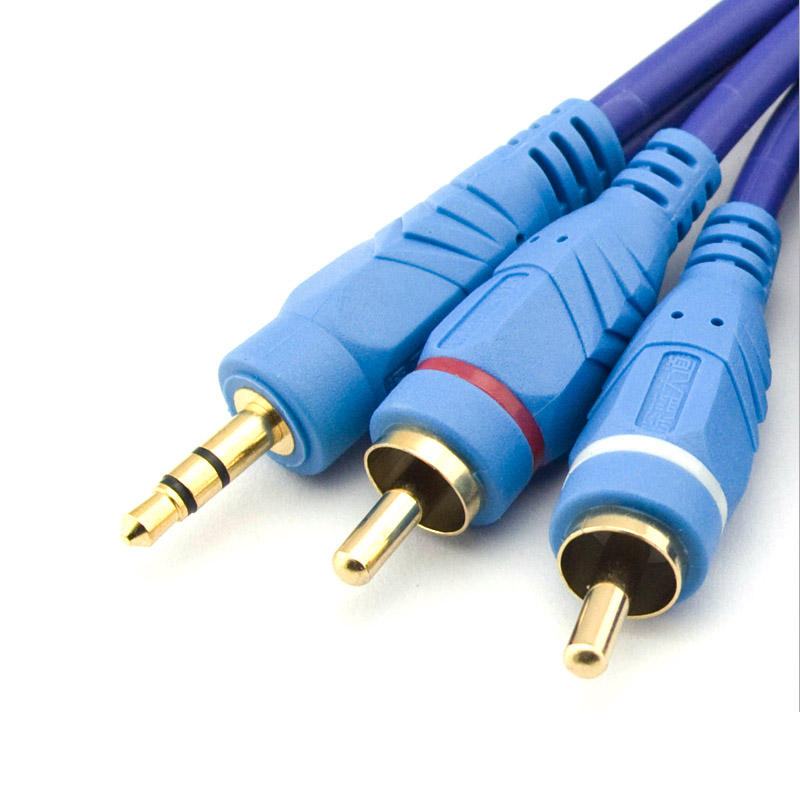 一分二AV音频连接线 蓝色  A111