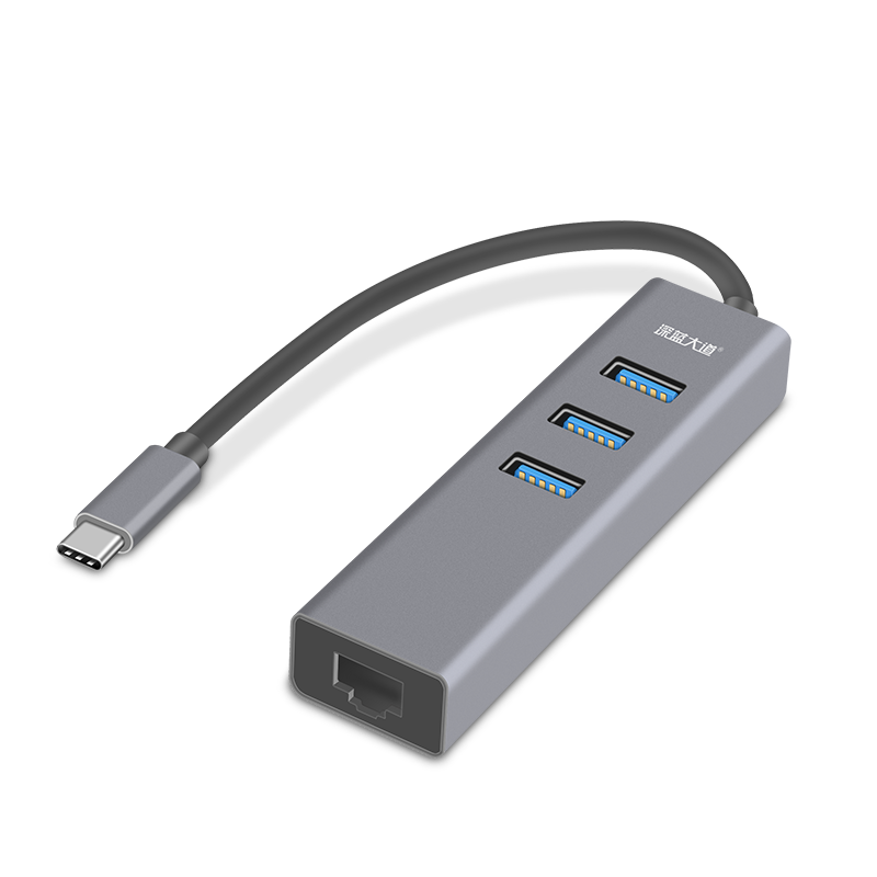 Type-C转3口USB3.0HUB集线器（带千兆网卡）Z326