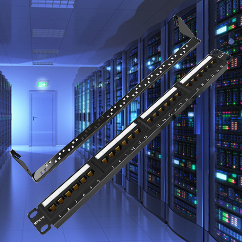 CAT6 24口非屏蔽网络配线架1U(带模块)黑色 W202 - 网络工具 - 深蓝大道